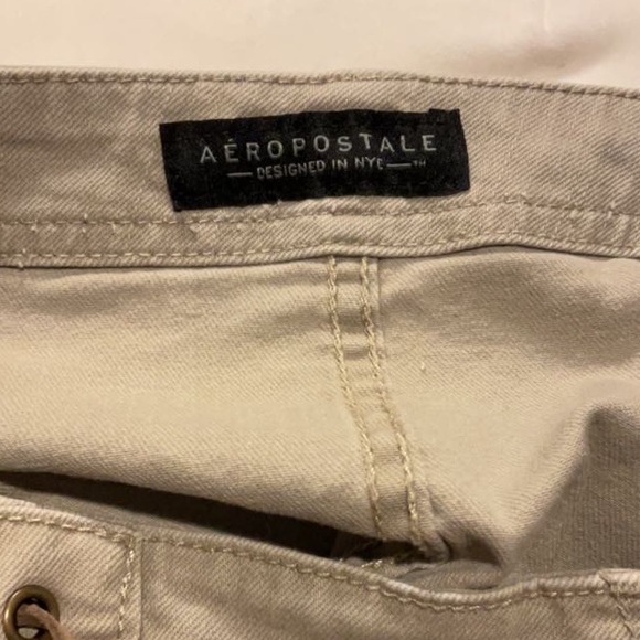 Aeropostale Khaki Beige Zipper Skirt size 8 leather ties - Picture 3 of 6